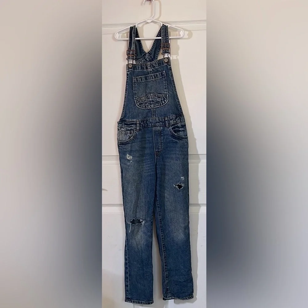 Gap kids distressed full length overalls - sz LG- perfect condition - never worn